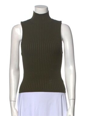 Alice & Olivia Darina Cable-Knit Mock-Neck Fitted Tank